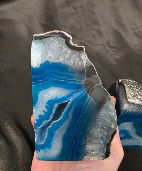 Teal Agate Silver Edge Microcrystalline Quartz Premium Bookends 1 Ornament Handpicked Size is 2.156kg - H11xW20xD7cm - Image 8