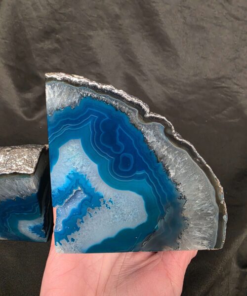 Teal Agate Silver Edge Microcrystalline Quartz Premium Bookends 1 Ornament Handpicked Size is 2.156kg - H11xW20xD7cm - Image 9