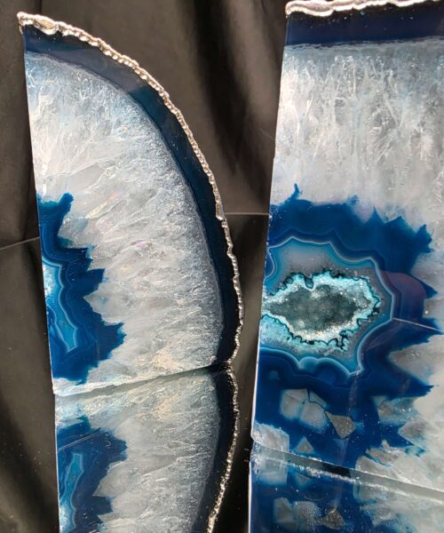 Teal Agate Silver Edge Microcrystalline Quartz Premium Bookends 2 Ornament Handpicked Size is 1.991 H11.5xW20xD7cm - Image 14