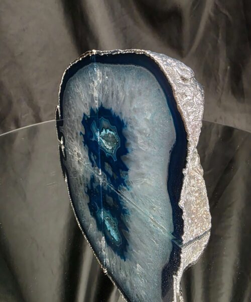 Teal Agate Silver Edge Microcrystalline Quartz Premium Bookends 2 Ornament Handpicked Size is 1.991 H11.5xW20xD7cm - Image 4