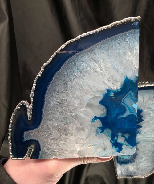 Teal Agate Silver Edge Microcrystalline Quartz Premium Bookends 2 Ornament Handpicked Size is 1.991 H11.5xW20xD7cm - Image 8