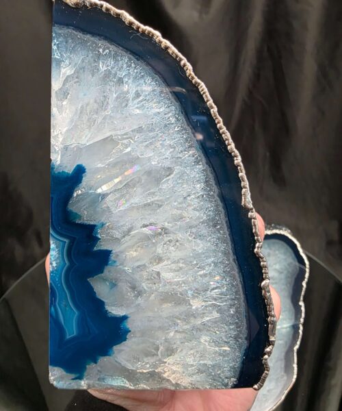 Teal Agate Silver Edge Microcrystalline Quartz Premium Bookends 2 Ornament Handpicked Size is 1.991 H11.5xW20xD7cm - Image 9