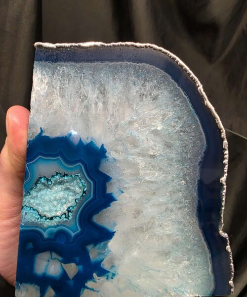 Teal Agate Silver Edge Microcrystalline Quartz Premium Bookends 2 Ornament Handpicked Size is 1.991 H11.5xW20xD7cm - Image 10