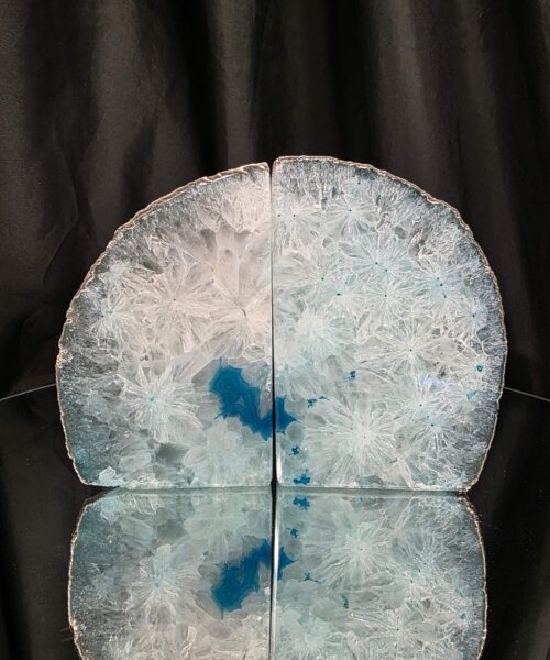 Teal Agate Silver Edge Microcrystalline Quartz Premium Bookends 3 Ornament Handpicked Size is 1.901kg H13.5xW18xD6cm