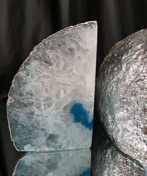 Teal Agate Silver Edge Microcrystalline Quartz Premium Bookends 3 Ornament Handpicked Size is 1.901kg H13.5xW18xD6cm - Image 13