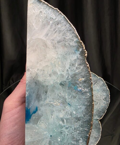Teal Agate Silver Edge Microcrystalline Quartz Premium Bookends 3 Ornament Handpicked Size is 1.901kg H13.5xW18xD6cm - Image 9