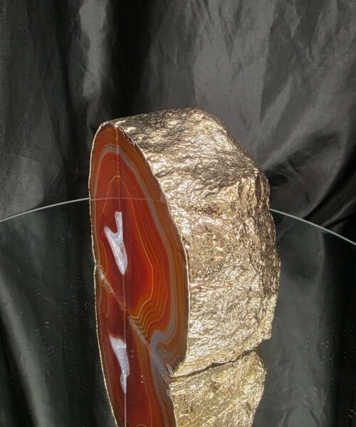 Red Agate 24ct Gold Edge Microcrystalline Quartz Premium Bookends 2 Ornament Handpicked Size 2.563kg H12xW14xD9cm - Image 4