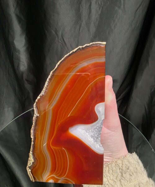 Red Agate 24ct Gold Edge Microcrystalline Quartz Premium Bookends 2 Ornament Handpicked Size 2.563kg H12xW14xD9cm - Image 6