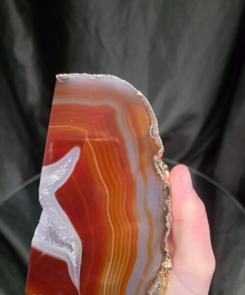 Red Agate 24ct Gold Edge Microcrystalline Quartz Premium Bookends 2 Ornament Handpicked Size 2.563kg H12xW14xD9cm - Image 7