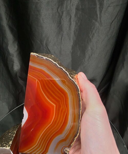 Red Agate 24ct Gold Edge Microcrystalline Quartz Premium Bookends 2 Ornament Handpicked Size 2.563kg H12xW14xD9cm - Image 8