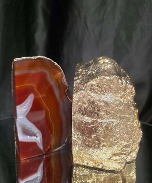 Red Agate 24ct Gold Edge Microcrystalline Quartz Premium Bookends 2 Ornament Handpicked Size 2.563kg H12xW14xD9cm - Image 10