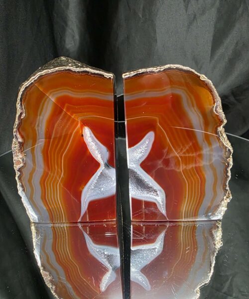 Red Agate 24ct Gold Edge Microcrystalline Quartz Premium Bookends 2 Ornament Handpicked Size 2.563kg H12xW14xD9cm - Image 12