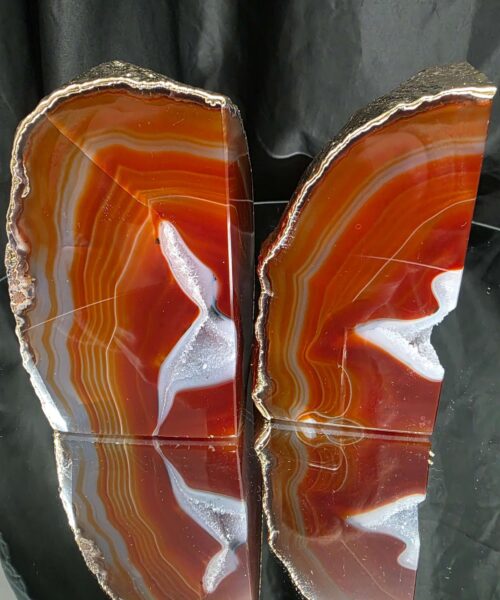 Red Agate 24ct Gold Edge Microcrystalline Quartz Premium Bookends 2 Ornament Handpicked Size 2.563kg H12xW14xD9cm - Image 13