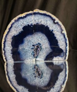 Blue Agate Silver Edge Microcrystalline Quartz Premium Bookends 2 Ornament Handpicked Size 2.554kg H14xW19x6cm