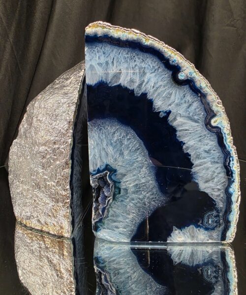 Blue Agate Silver Edge Microcrystalline Quartz Premium Bookends 2 Ornament Handpicked Size 2.554kg H14xW19x6cm - Image 11