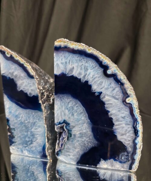 Blue Agate Silver Edge Microcrystalline Quartz Premium Bookends 2 Ornament Handpicked Size 2.554kg H14xW19x6cm - Image 12