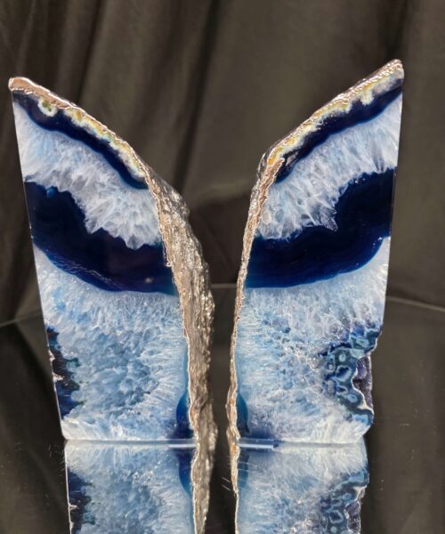 Blue Agate Silver Edge Microcrystalline Quartz Premium Bookends 2 Ornament Handpicked Size 2.554kg H14xW19x6cm - Image 13