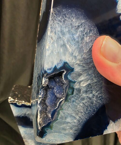 Blue Agate Silver Edge Microcrystalline Quartz Premium Bookends 2 Ornament Handpicked Size 2.554kg H14xW19x6cm - Image 14