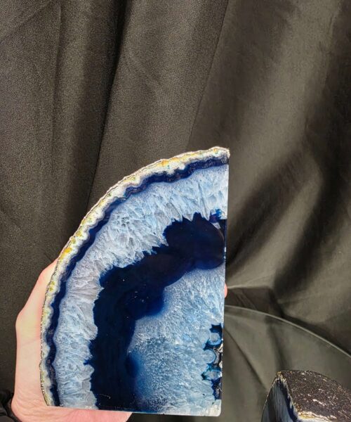 Blue Agate Silver Edge Microcrystalline Quartz Premium Bookends 2 Ornament Handpicked Size 2.554kg H14xW19x6cm - Image 6