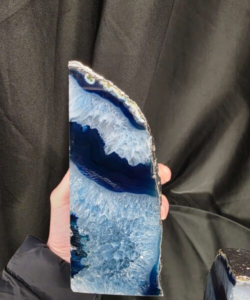 Blue Agate Silver Edge Microcrystalline Quartz Premium Bookends 2 Ornament Handpicked Size 2.554kg H14xW19x6cm - Image 7