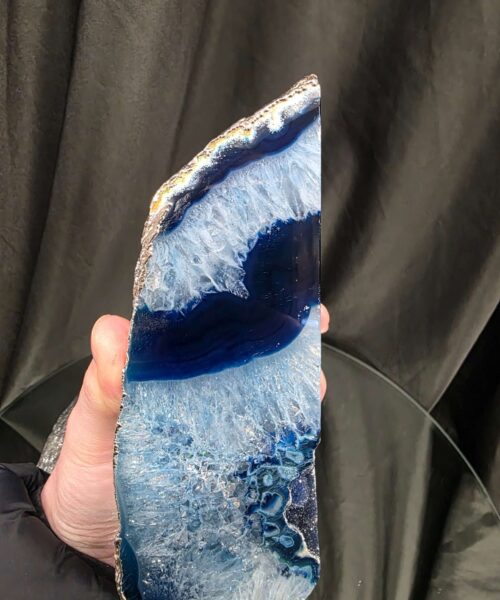 Blue Agate Silver Edge Microcrystalline Quartz Premium Bookends 2 Ornament Handpicked Size 2.554kg H14xW19x6cm - Image 9