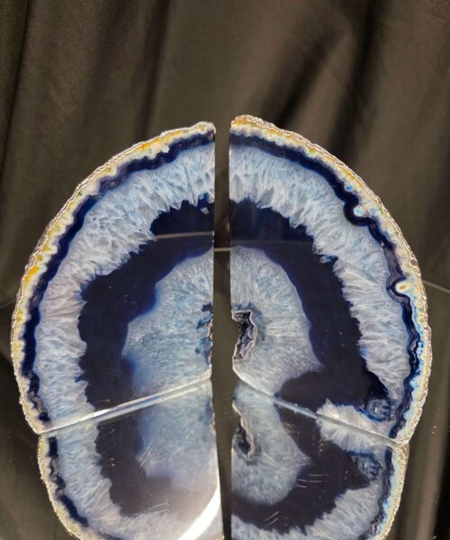Blue Agate Silver Edge Microcrystalline Quartz Premium Bookends 2 Ornament Handpicked Size 2.554kg H14xW19x6cm - Image 10