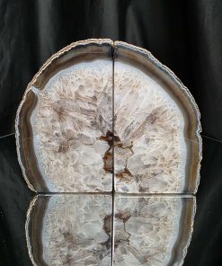 Caramel Agate 24ct Gold Edge Microcrystalline Quartz Premium Bookends 2 Ornament Handpicked Size 1.819kg H13xW16xD6cm