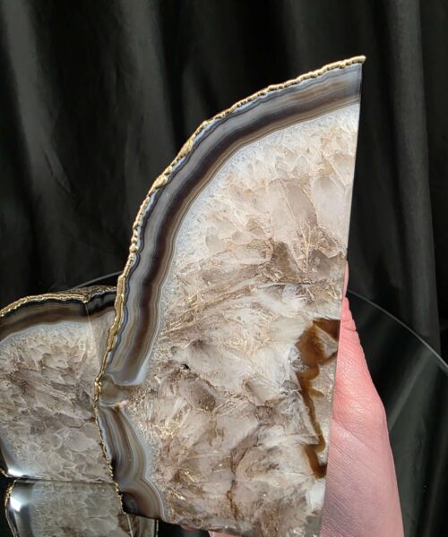 Caramel Agate 24ct Gold Edge Microcrystalline Quartz Premium Bookends 2 Ornament Handpicked Size 1.819kg H13xW16xD6cm - Image 11