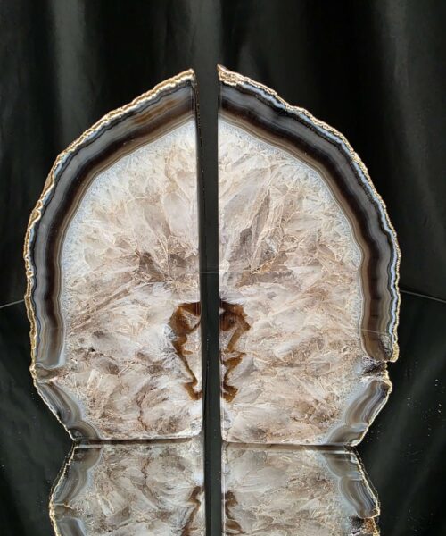Caramel Agate 24ct Gold Edge Microcrystalline Quartz Premium Bookends 2 Ornament Handpicked Size 1.819kg H13xW16xD6cm - Image 16