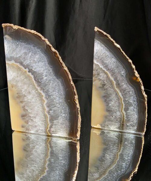 Caramel Agate 24ct Gold Edge Microcrystalline Quartz Premium Bookends 3 Ornament Handpicked Size 1.658kg H13xW18xD7cm - Image 14