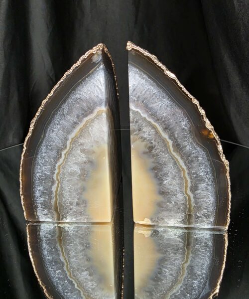 Caramel Agate 24ct Gold Edge Microcrystalline Quartz Premium Bookends 3 Ornament Handpicked Size 1.658kg H13xW18xD7cm - Image 15