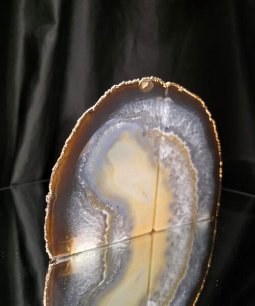 Caramel Agate 24ct Gold Edge Microcrystalline Quartz Premium Bookends 3 Ornament Handpicked Size 1.658kg H13xW18xD7cm - Image 3