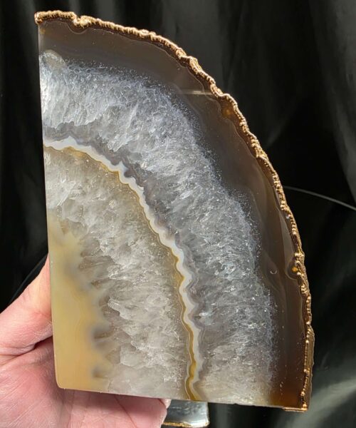 Caramel Agate 24ct Gold Edge Microcrystalline Quartz Premium Bookends 3 Ornament Handpicked Size 1.658kg H13xW18xD7cm - Image 10