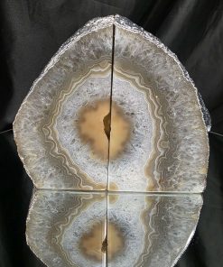 Caramel Agate Silver Edge Microcrystalline Quartz Premium Bookends 1 Ornament Handpicked Size 2.033kg H15xW17xD5cm