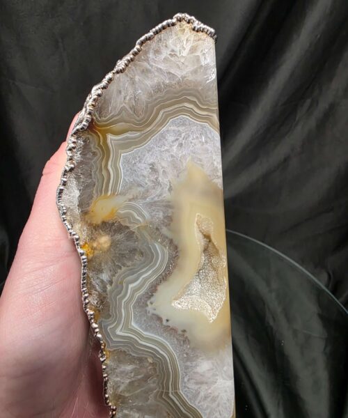 Caramel Agate Silver Edge Microcrystalline Quartz Premium Bookends 1 Ornament Handpicked Size 2.033kg H15xW17xD5cm - Image 12