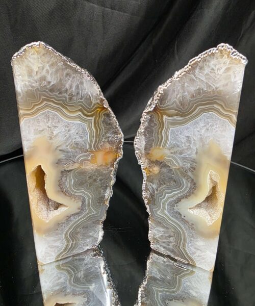 Caramel Agate Silver Edge Microcrystalline Quartz Premium Bookends 1 Ornament Handpicked Size 2.033kg H15xW17xD5cm - Image 14