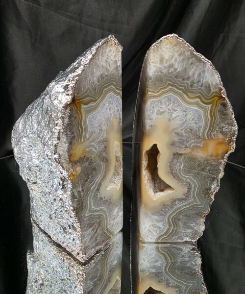Caramel Agate Silver Edge Microcrystalline Quartz Premium Bookends 1 Ornament Handpicked Size 2.033kg H15xW17xD5cm - Image 15