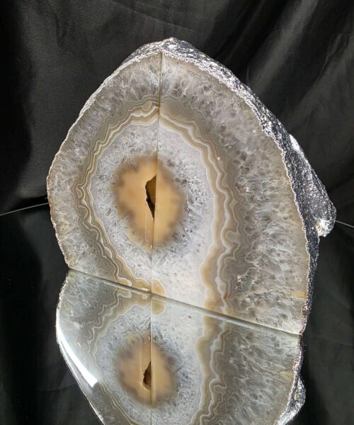 Caramel Agate Silver Edge Microcrystalline Quartz Premium Bookends 1 Ornament Handpicked Size 2.033kg H15xW17xD5cm - Image 4