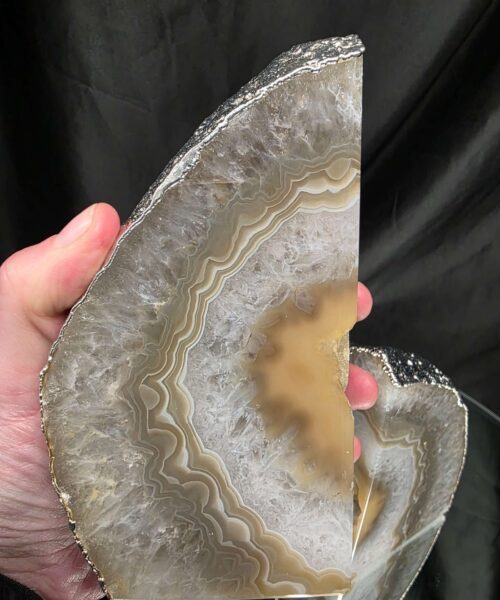 Caramel Agate Silver Edge Microcrystalline Quartz Premium Bookends 1 Ornament Handpicked Size 2.033kg H15xW17xD5cm - Image 8