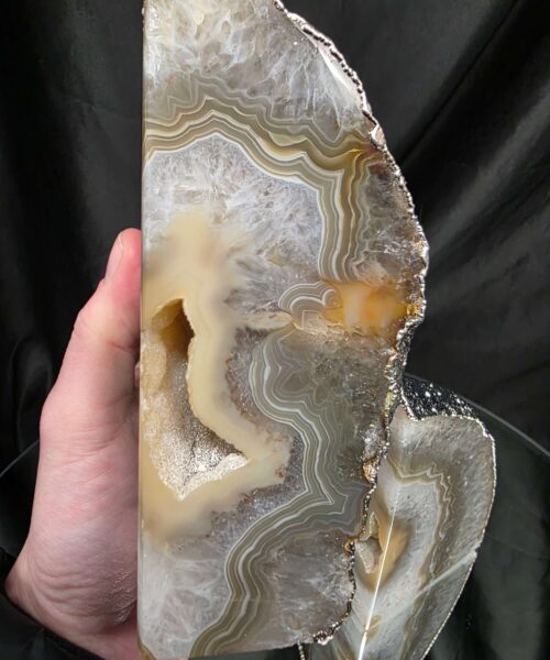 Caramel Agate Silver Edge Microcrystalline Quartz Premium Bookends 1 Ornament Handpicked Size 2.033kg H15xW17xD5cm - Image 9
