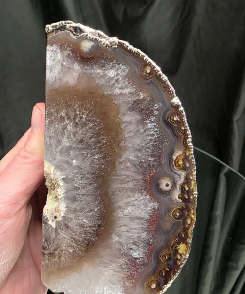 Caramel Agate Silver Edge Microcrystalline Quartz Premium Bookends 2 Ornament Handpicked Size 1.636kg H12xW14xD8cm - Image 11