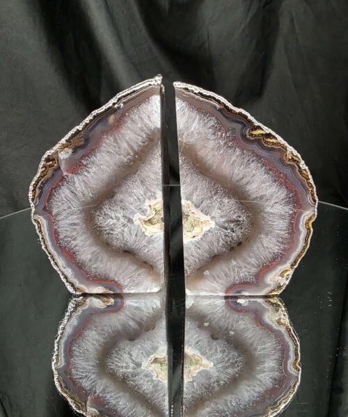 Caramel Agate Silver Edge Microcrystalline Quartz Premium Bookends 2 Ornament Handpicked Size 1.636kg H12xW14xD8cm - Image 15