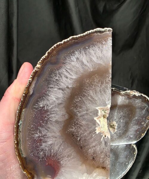 Caramel Agate Silver Edge Microcrystalline Quartz Premium Bookends 2 Ornament Handpicked Size 1.636kg H12xW14xD8cm - Image 8