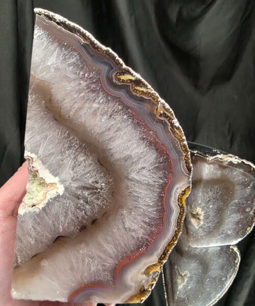 Caramel Agate Silver Edge Microcrystalline Quartz Premium Bookends 2 Ornament Handpicked Size 1.636kg H12xW14xD8cm - Image 9