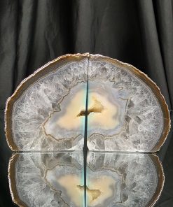 Caramel Agate Silver Edge Microcrystalline Quartz Premium Bookends 3 Ornament Handpicked Size 1.721kg H11xW18xD6cm