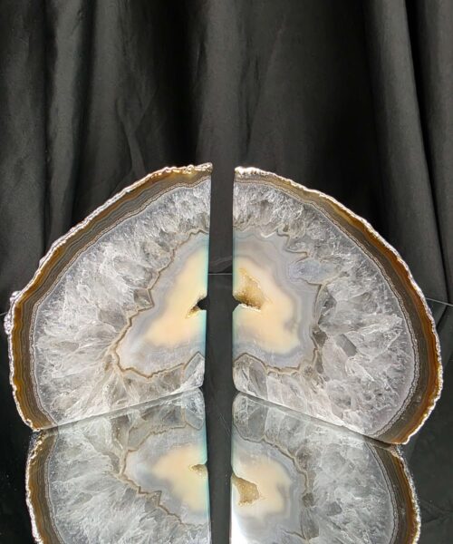 Caramel Agate Silver Edge Microcrystalline Quartz Premium Bookends 3 Ornament Handpicked Size 1.721kg H11xW18xD6cm - Image 13