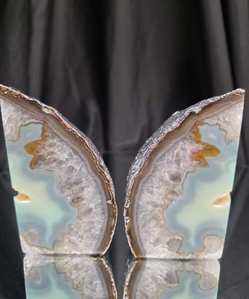 Caramel Agate Silver Edge Microcrystalline Quartz Premium Bookends 3 Ornament Handpicked Size 1.721kg H11xW18xD6cm - Image 15