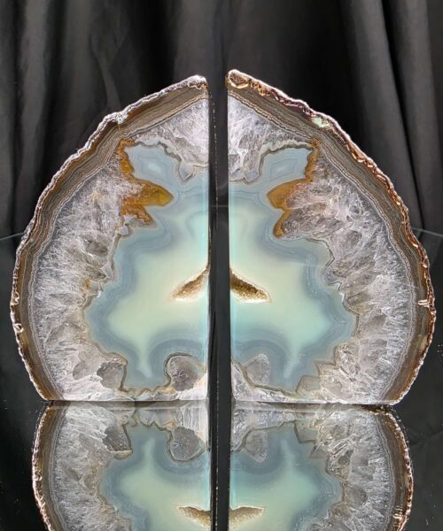 Caramel Agate Silver Edge Microcrystalline Quartz Premium Bookends 3 Ornament Handpicked Size 1.721kg H11xW18xD6cm - Image 16