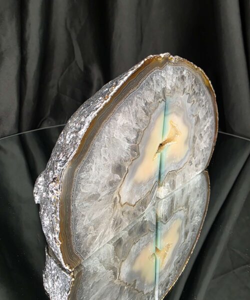 Caramel Agate Silver Edge Microcrystalline Quartz Premium Bookends 3 Ornament Handpicked Size 1.721kg H11xW18xD6cm - Image 3