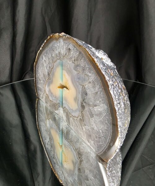 Caramel Agate Silver Edge Microcrystalline Quartz Premium Bookends 3 Ornament Handpicked Size 1.721kg H11xW18xD6cm - Image 4